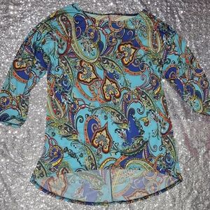 MOA USA Vibrant Paisley Blouse - Blue and Orange